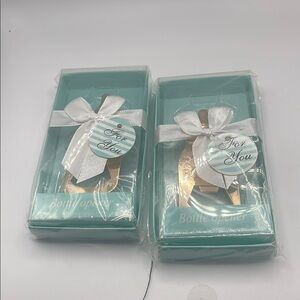 2‎ baby Gold Bottle Openers with White Ribbon